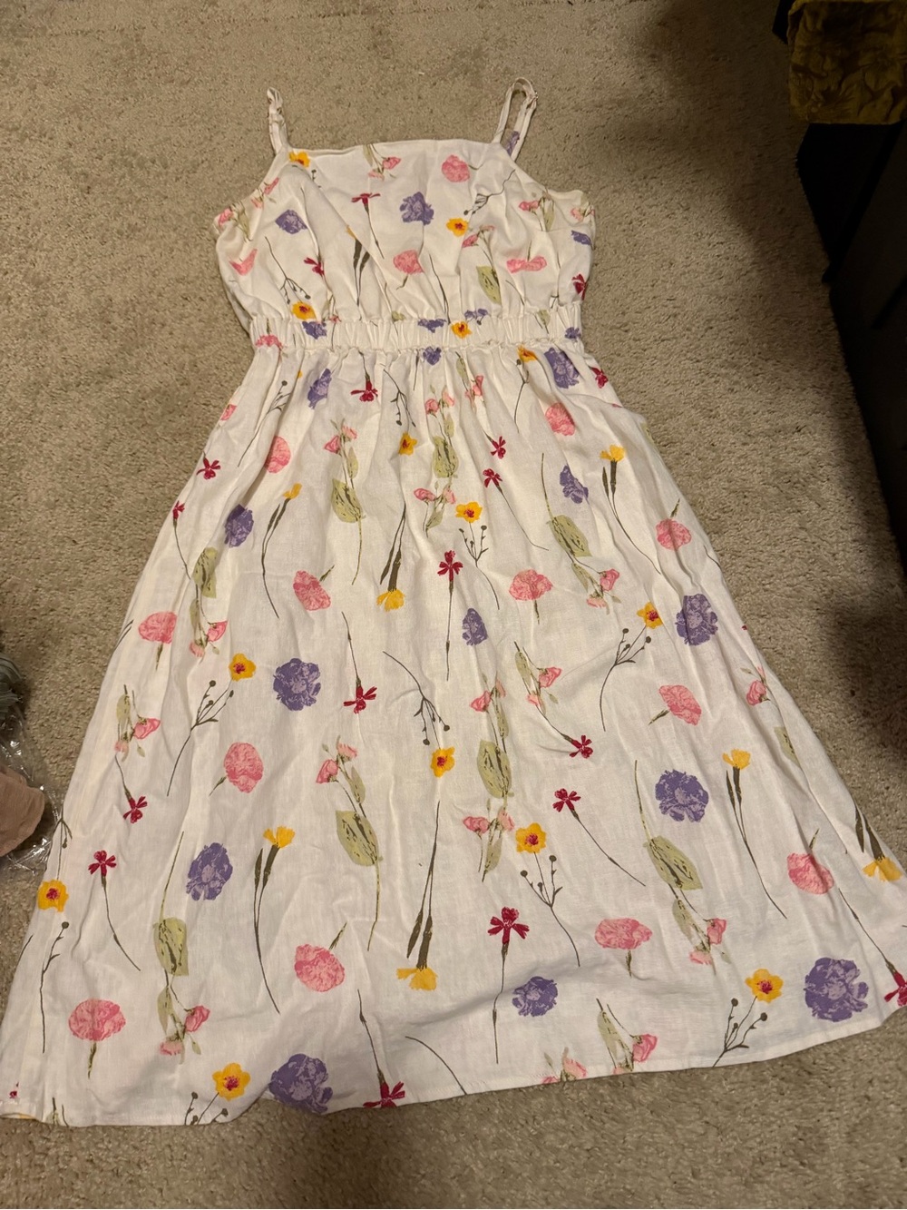 White Linen Floral Sundress in Petite